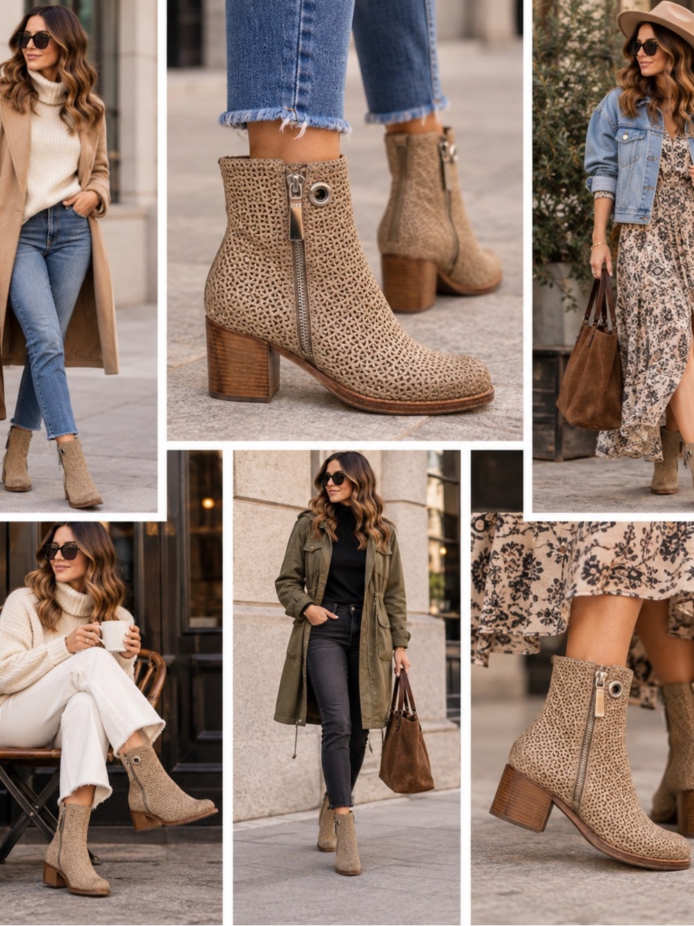 NWT A.S.98 Italian Leather Laser Cut Ankle Booties EU 38 / US 7.5-8